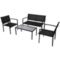 NNEVL 4 Piece Garden Lounge Set Textilene Black-0