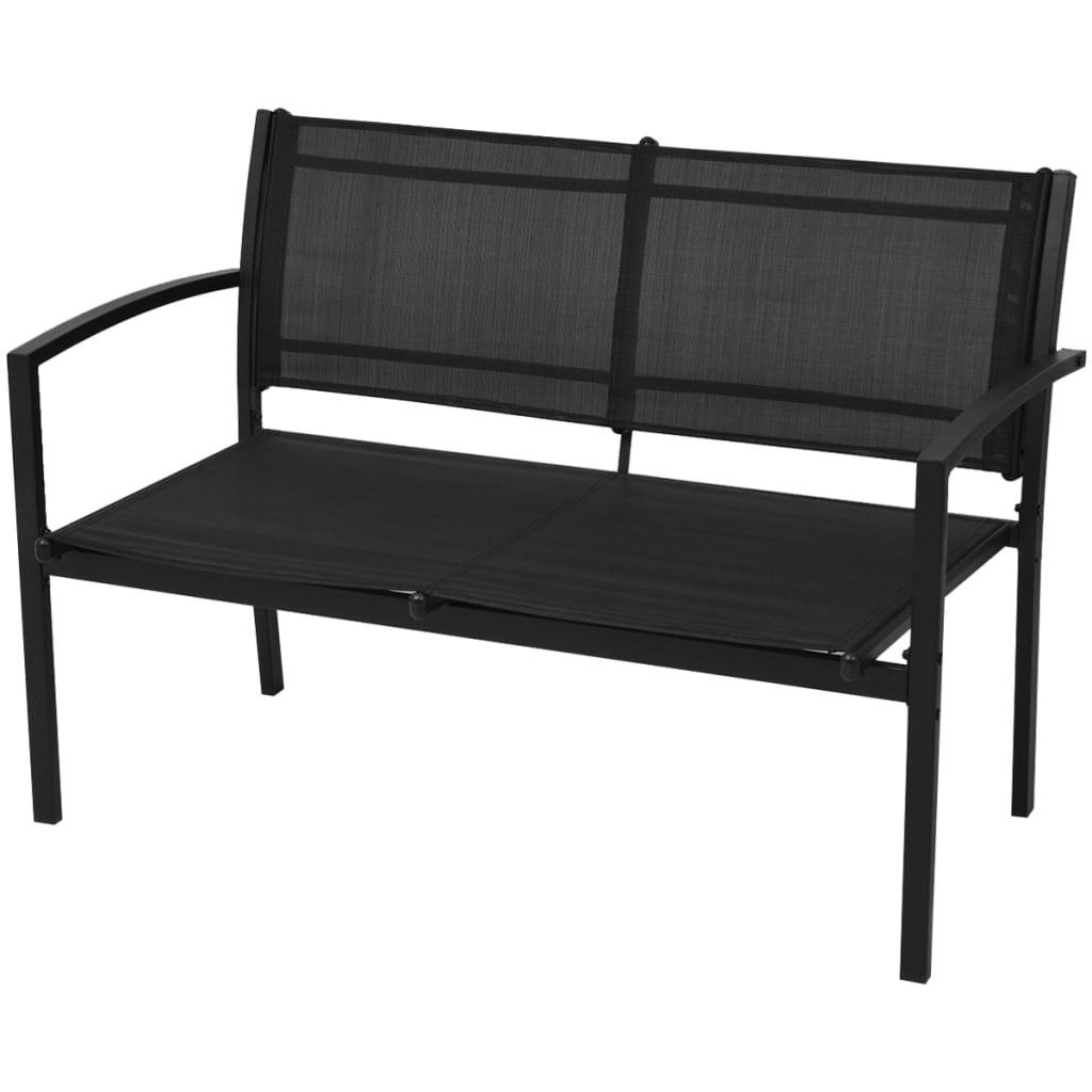 NNEVL 4 Piece Garden Lounge Set Textilene Black-2
