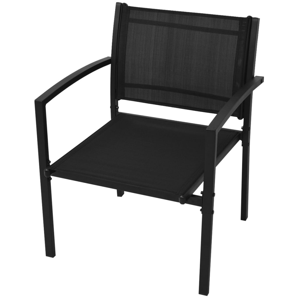 NNEVL 4 Piece Garden Lounge Set Textilene Black-3