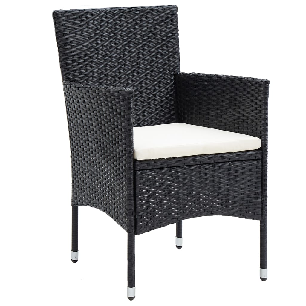 NNEVL 5 Piece Garden Bistro Set Poly Rattan & Solid Acacia Wood Black-2