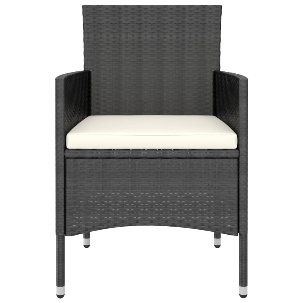 NNEVL 5 Piece Garden Bistro Set Poly Rattan & Solid Acacia Wood Black-3