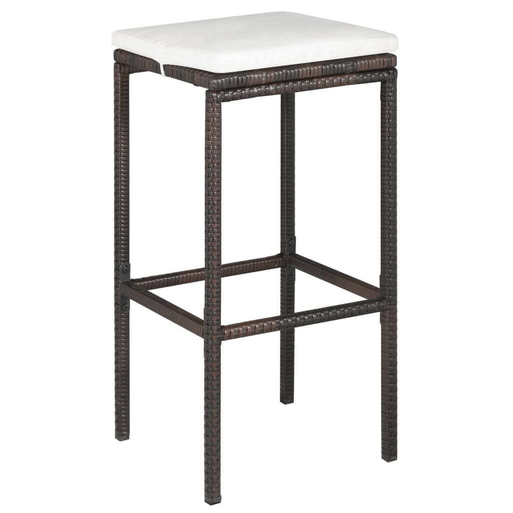 NNEVL 5 Piece Garden Bar Set with Cushions Poly Rattan Brown-4