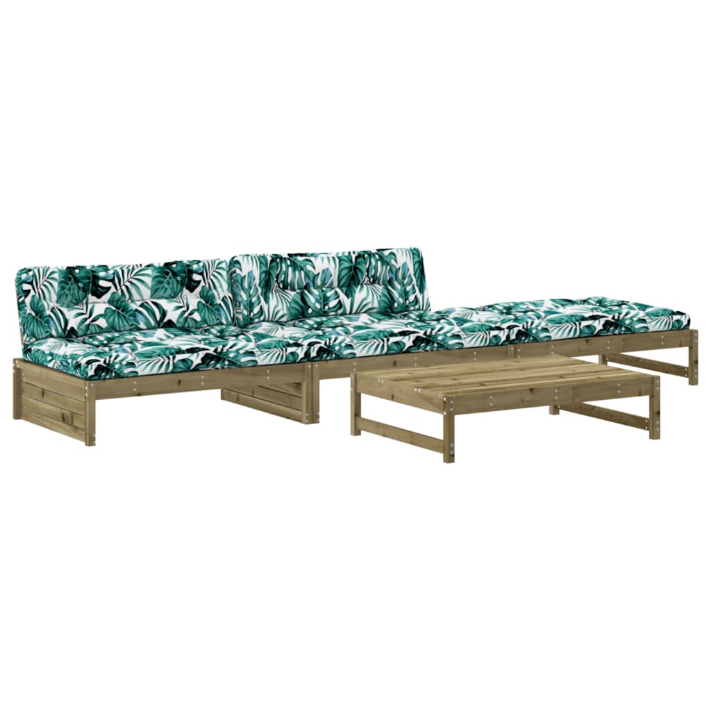 NNEVL 4 Piece Garden Lounge Set with Cushions Impregnated Wood Pine-1