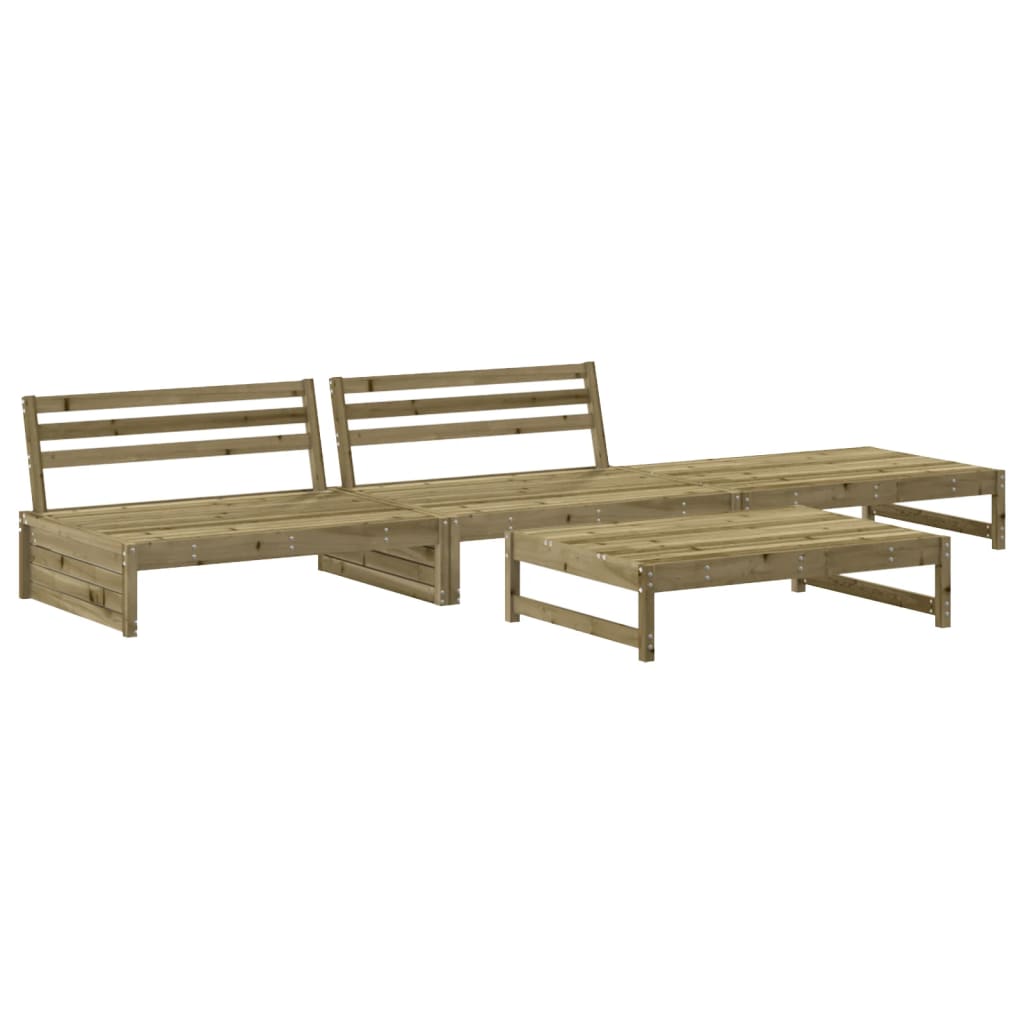 NNEVL 4 Piece Garden Lounge Set with Cushions Impregnated Wood Pine-2
