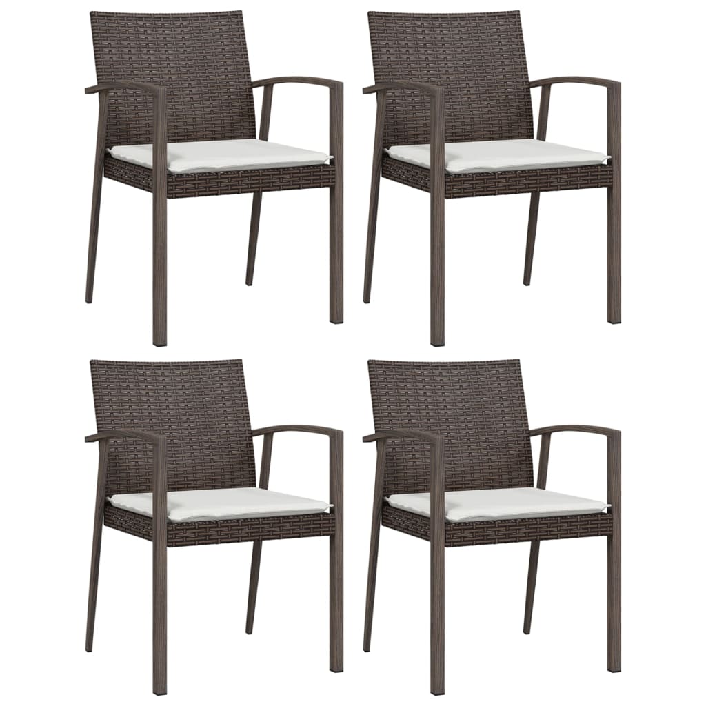 NNEVL 5 Piece Garden Dining Set with Cushions Poly Rattan and Steel-3