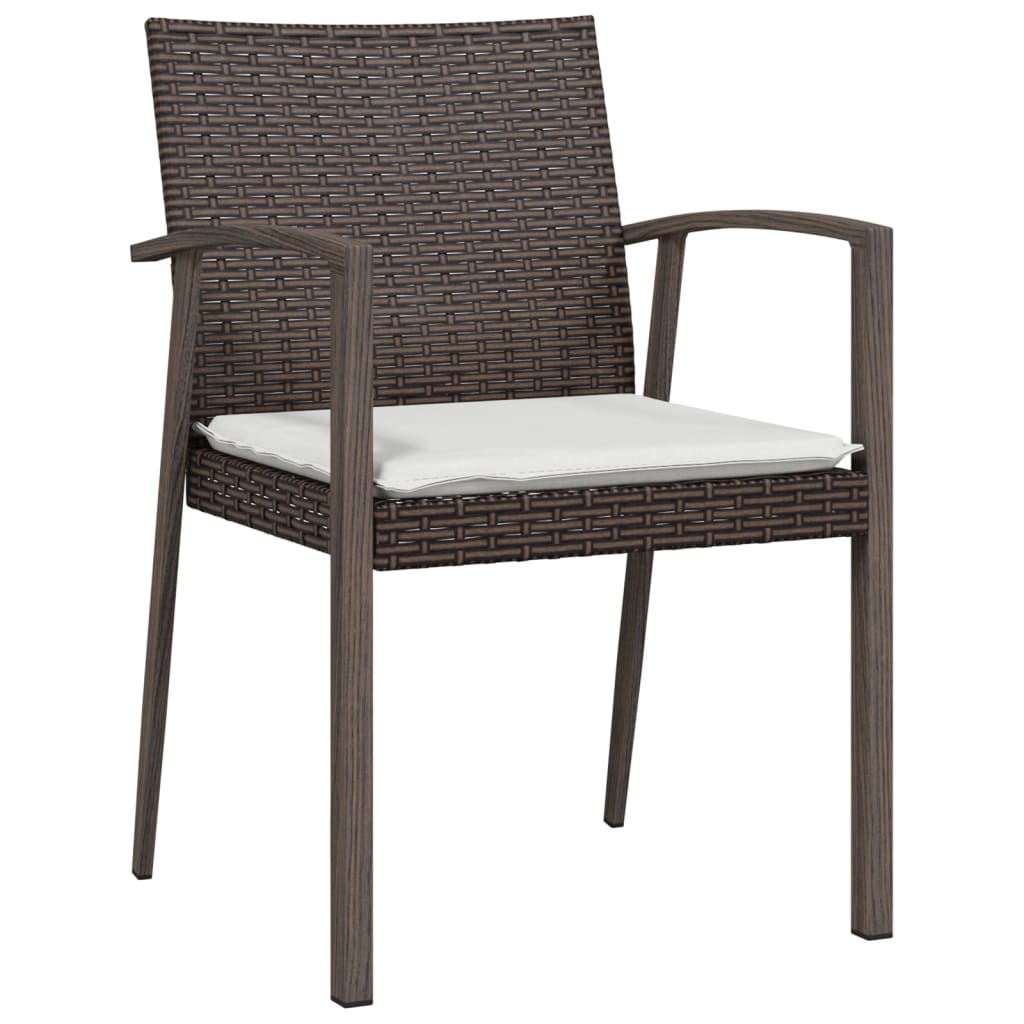 NNEVL 5 Piece Garden Dining Set with Cushions Poly Rattan and Steel-4
