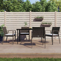 NNEVL 5 Piece Garden Dining Set with Cushions Poly Rattan and Steel-0