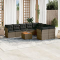 NNEVL 10 Piece Garden Sofa Set with Cushions Grey Poly Rattan-0